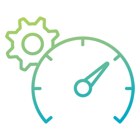 Icon of a gear and speed gauge