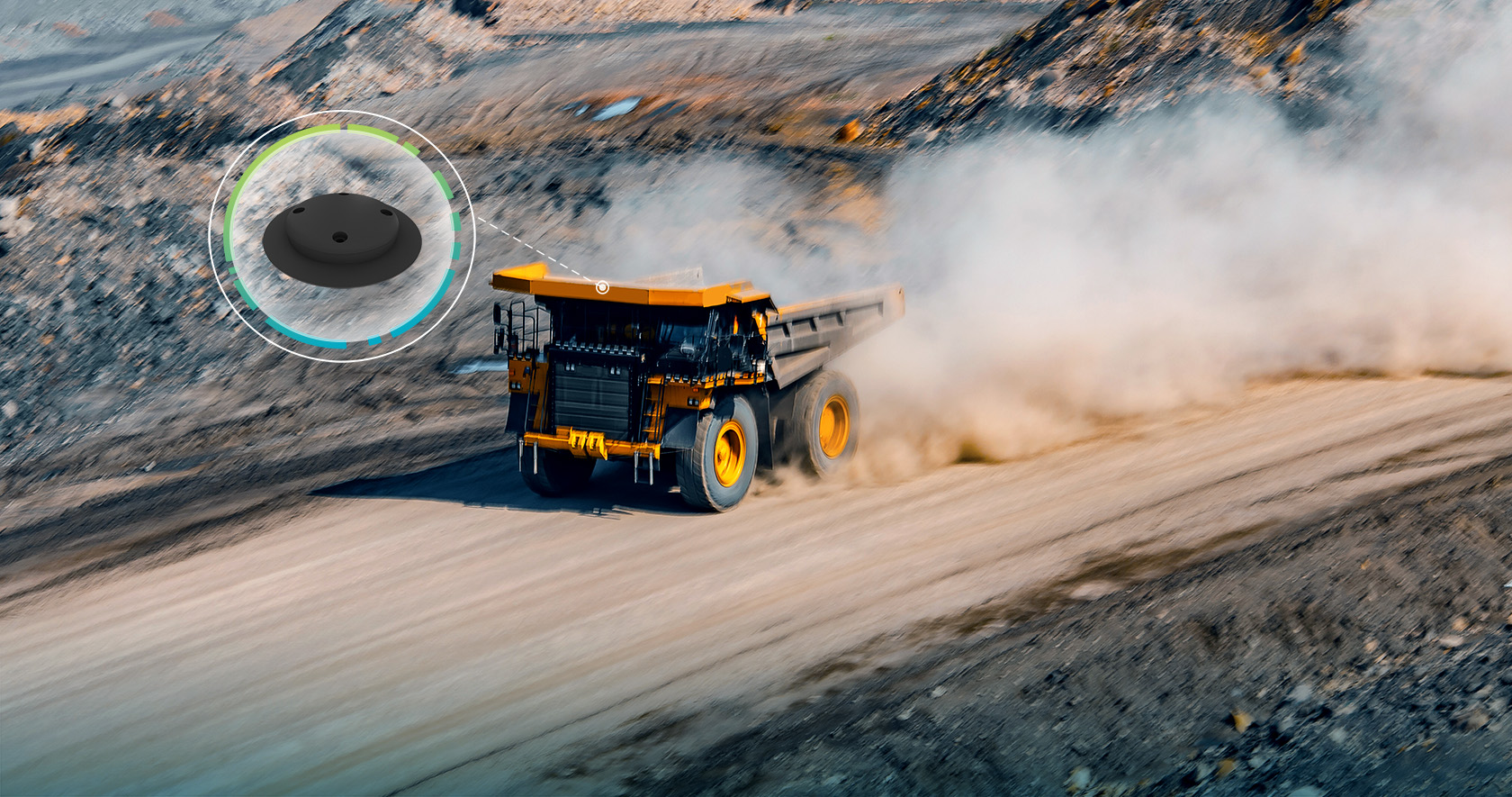 GNSS antenna called out on a mining vehicle