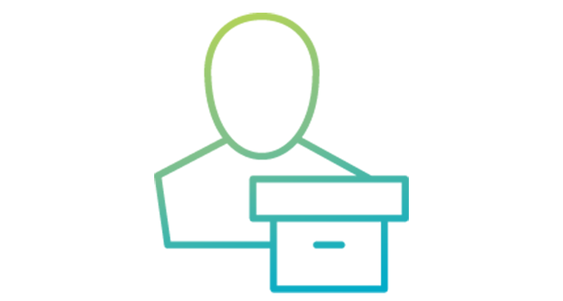 Blue-green gradient icon of a vendor