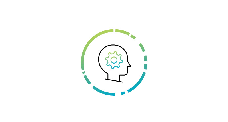 Icon of a gear inside a head