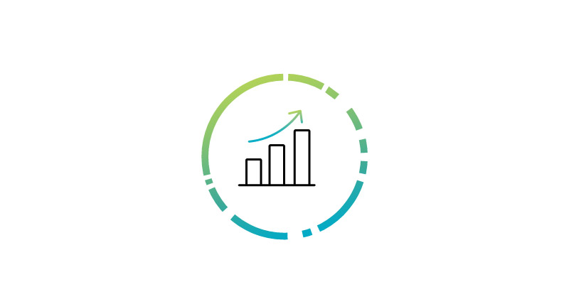 Icon of a bar graph of increasing size