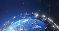 Depiction of earth with satellites